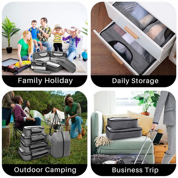 New  6 Set Packing Cubes, Travel Luggage Organizers with Laundry Bag & Shoe Bag - Picture 6 of 14